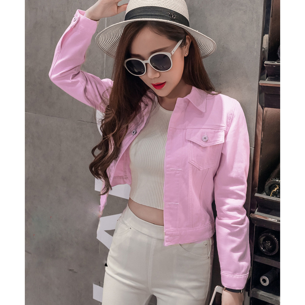 Fashion Women Lapel denim jacket Solid Denim Buttons Jeans Jacket Casual Streetwear Autumn Winter bomber jacket for women 201019