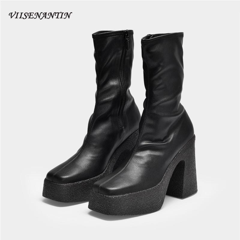 British Style Knight Boots Stretch Stockings Boots Trendy Women's Short Thick-soled High-heeled Platform Over The Knee1, Black
British Style Knight Boots Stretch Stockings Boots Trendy Women's Short Thick-soled High-heeled Platform Over The Knee1, Black