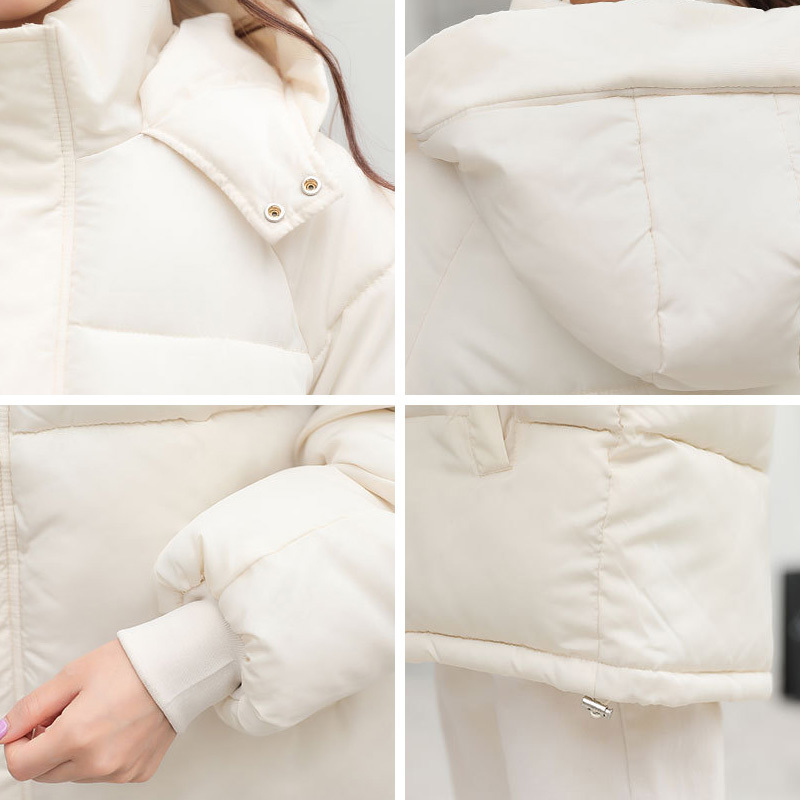 Fashion Short Winter Jacket Women Casual Warm Solid Hooded Parka Coat Office Lady New 201103wtt