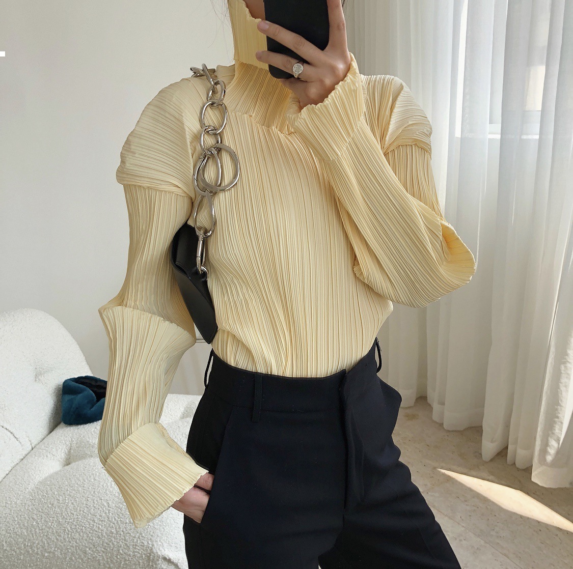 New High-necked 2021 Shirt Plied Female Early Autumn Luxury Designer Woman Tops Vintage Tyyj 4OU9, Black
New High-necked 2021 Shirt Plied Female Early Autumn Luxury Designer Woman Tops Vintage Tyyj 4OU9, Black