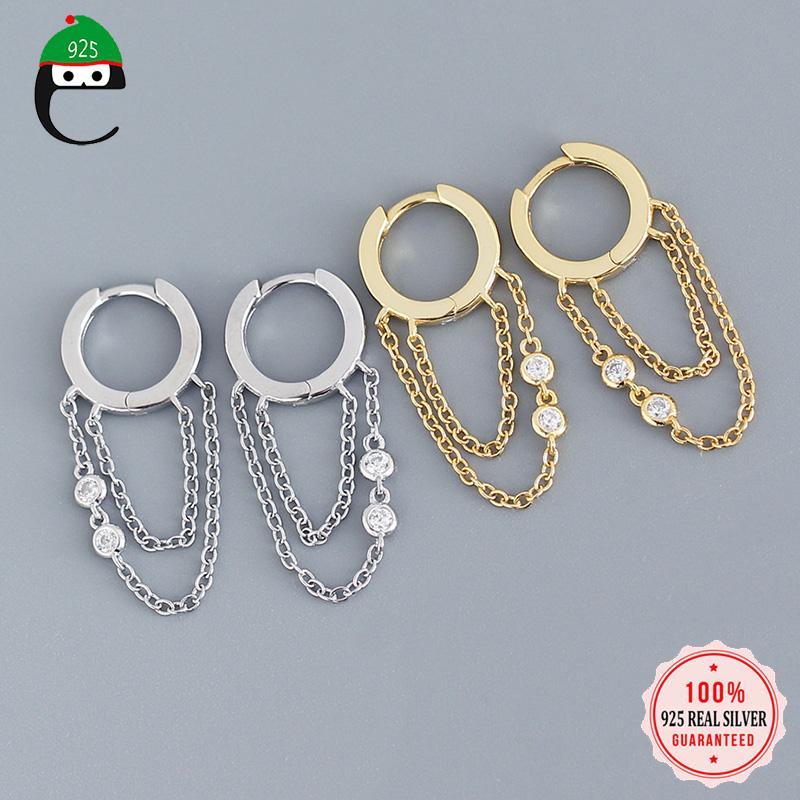 Hoop & Huggie ElfoPlataSi Real 925 Sterling Silver Fashion Sweet Double Chain CZ Charm Earring For Women Wedding Party Fine Jewelry DS673
Hoop & Huggie ElfoPlataSi Real 925 Sterling Silver Fashion Sweet Double Chain CZ Charm Earring For Women Wedding Party Fine Jewelry DS673