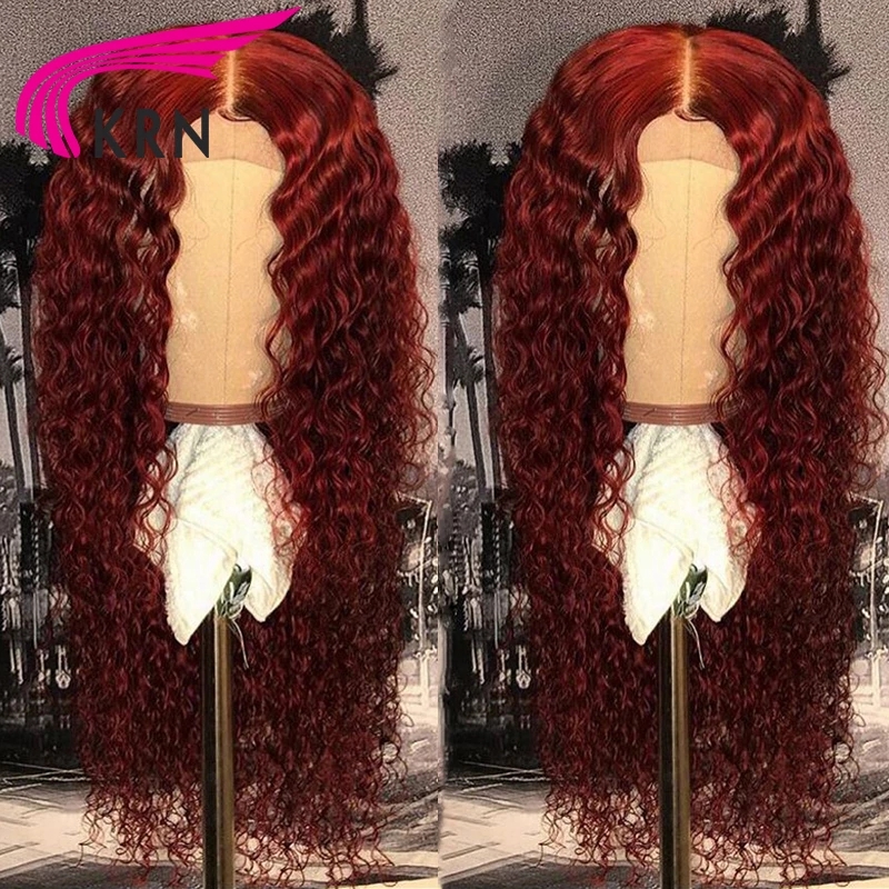 Red Color 13x4 Lace Front synthetic Wigs Pre Plucked Curly Wig Natural Hairline Deep Part Brazilian Wig