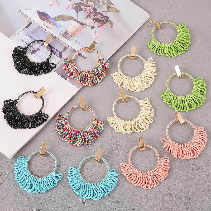 2020 Fashion Handmade Beaded Tassel Drop Earrings For Women Bohemian Round Geometric Large Dangle Earring Statement Jewelry
2020 Fashion Handmade Beaded Tassel Drop Earrings For Women Bohemian Round Geometric Large Dangle Earring Statement Jewelry