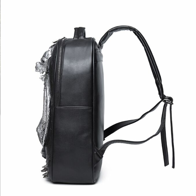 Fashion 3D wolf head leather Women Men backpack special cool shoulder bags for teenage girls laptop school bags