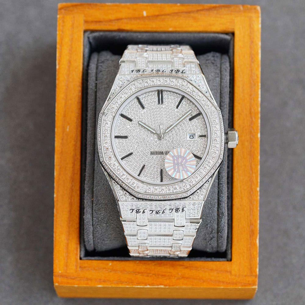 Handmade Full Diamond Mens Watch Automatic Mechanical Watches Sapphire Scratch-resistant Glass Watches 40mm Montre de Luxe Business Wristwatches, Colour 7
Handmade Full Diamond Mens Watch Automatic Mechanical Watches Sapphire Scratch-resistant Glass Watches 40mm Montre de Luxe Business Wristwatches, Colour 7
