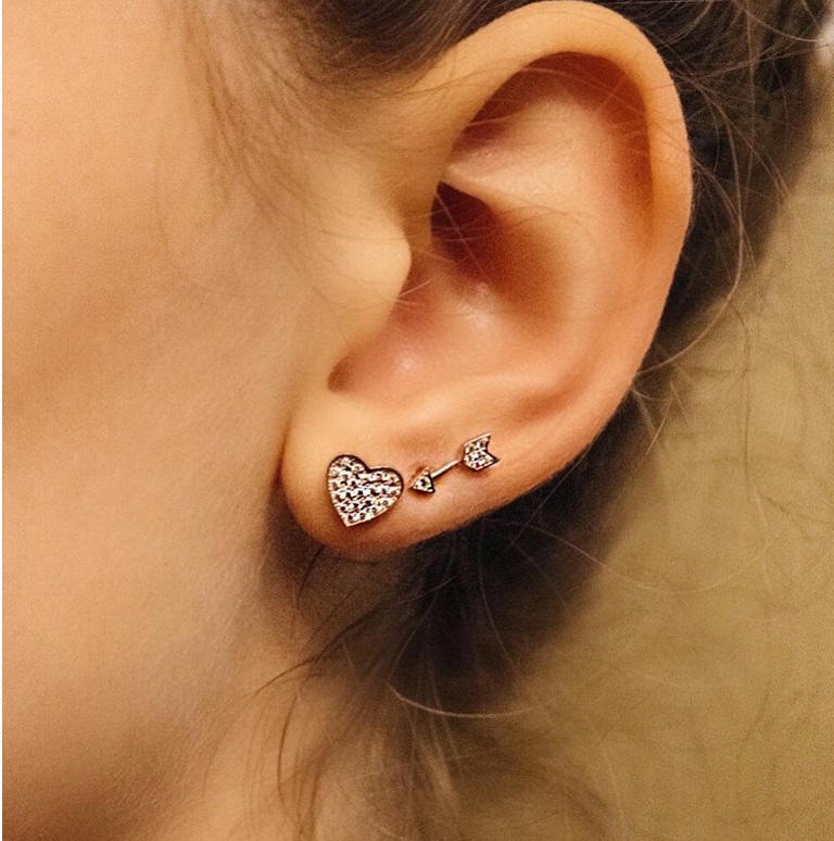 valentines gift jewelry delicate dainty heart arrow stud earring for women girl simple classic paved cz minimal 925 silver earring