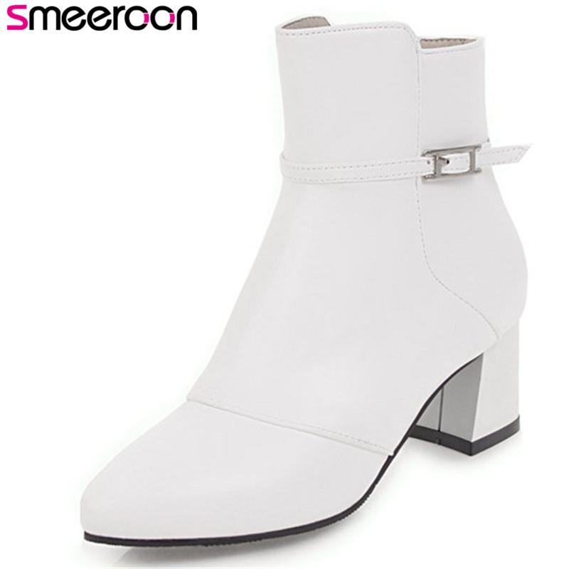 Smeeroon new autumn winter boots women pu leather boots zip high heels ankle high quality party shoes big size 34-44, Black
Smeeroon new autumn winter boots women pu leather boots zip high heels ankle high quality party shoes big size 34-44, Black