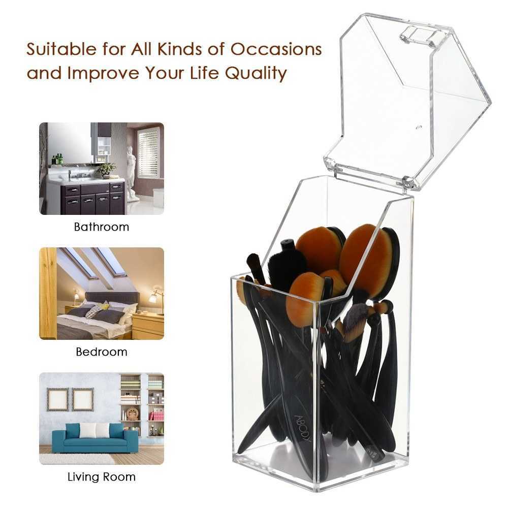 Clear Dustproof Brushes Organizer Storage Box Acrylic Cosmetic Makeup Brush Holder Stand