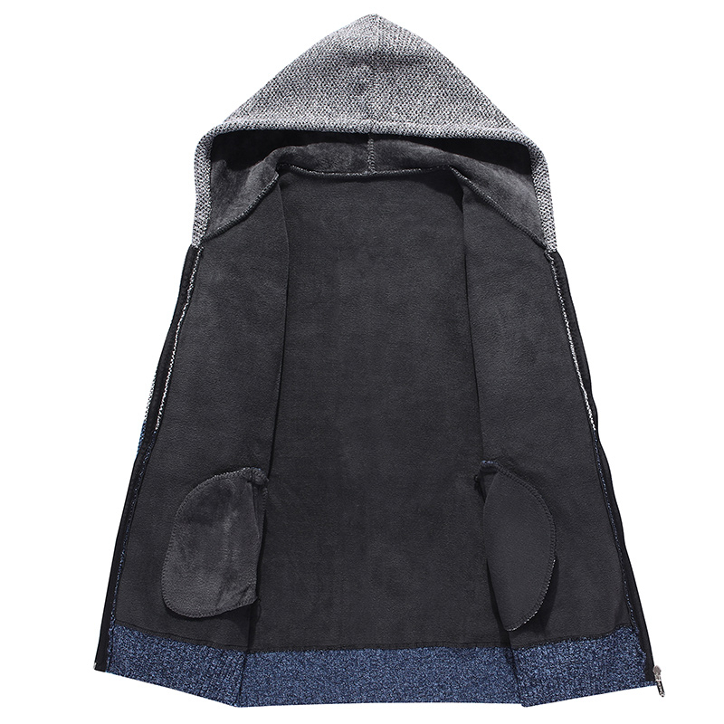 Korean Hooded Sweater Clothes For Men Fleece Knitted Striped Men's Hoodies Cardigan Coat Winter Zipper Oversized Sweater Hombre 201224