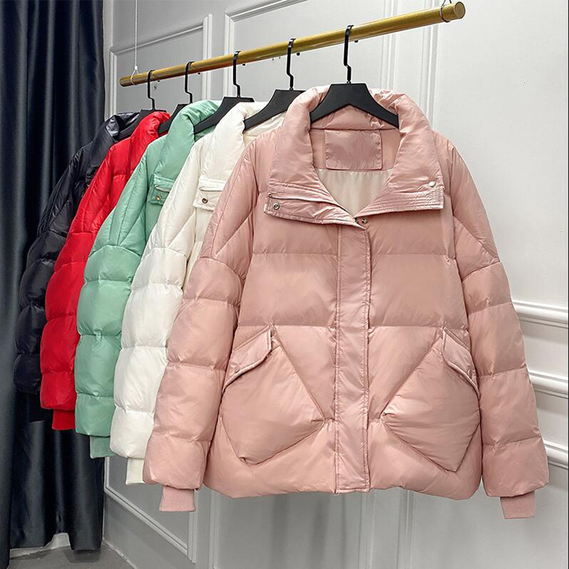 2021 New winter women's loosens warm collar parka thick female short coat white down jacket outerwear, Black
2021 New winter women's loosens warm collar parka thick female short coat white down jacket outerwear, Black