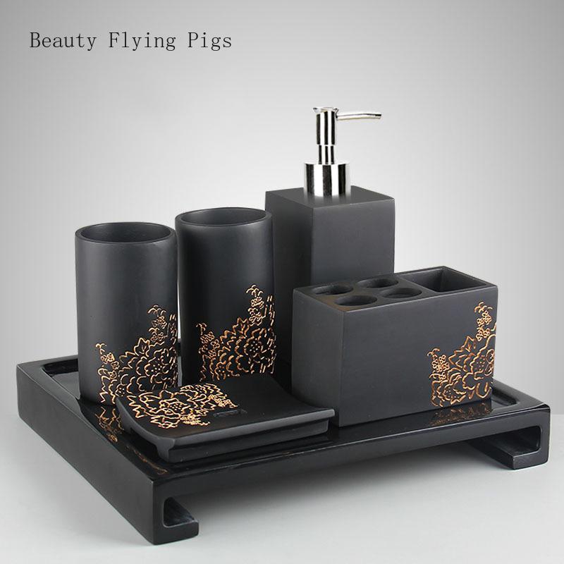 Direct sales new modern bathroom supplies set golden peony pattern bathroom toothbrush holder brushing teeth cup with tray
Direct sales new modern bathroom supplies set golden peony pattern bathroom toothbrush holder brushing teeth cup with tray