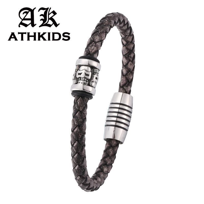 Charm Bracelets Vintage Men Gray Braid Genuine Leather Bracelet Man Stainless Steel Magnetic Clasps Fashion Jewelry Gift PD0197
Charm Bracelets Vintage Men Gray Braid Genuine Leather Bracelet Man Stainless Steel Magnetic Clasps Fashion Jewelry Gift PD0197