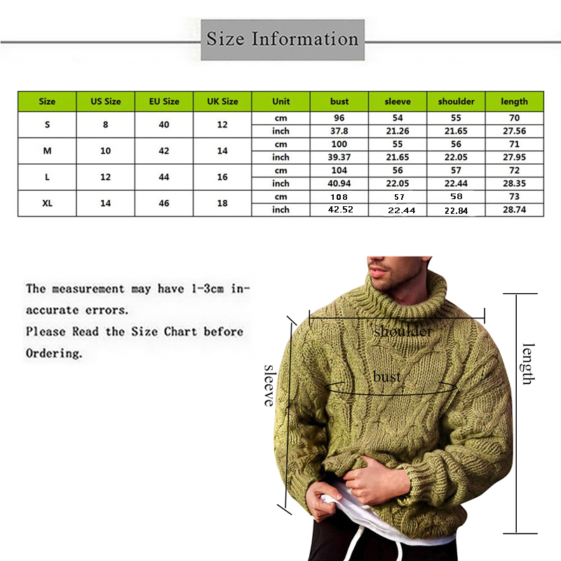 Knitted Turtleneck Sweater Men Solid High Collar Sweater Winter Long Sleeve Pullover Mens Turtleneck Sweaters 201022