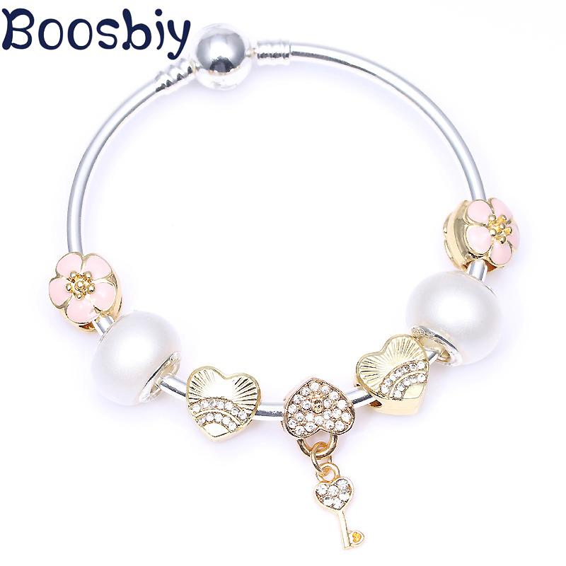 Charm Bracelets European Style Bracelet With Crystal Love Key Pendants DIY Fashion Brand For Women Valentine's Day Gift
Charm Bracelets European Style Bracelet With Crystal Love Key Pendants DIY Fashion Brand For Women Valentine's Day Gift