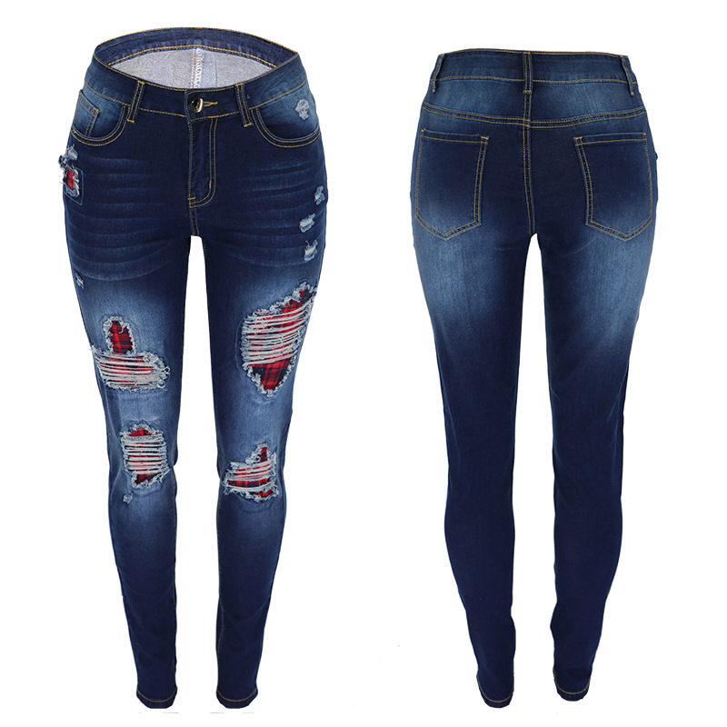 Women Stretch Ripped Distressed Skinny High Waist Denim Pants Shredded Jeans Trousers Slim Jeggings Female Spring Autumn Wear