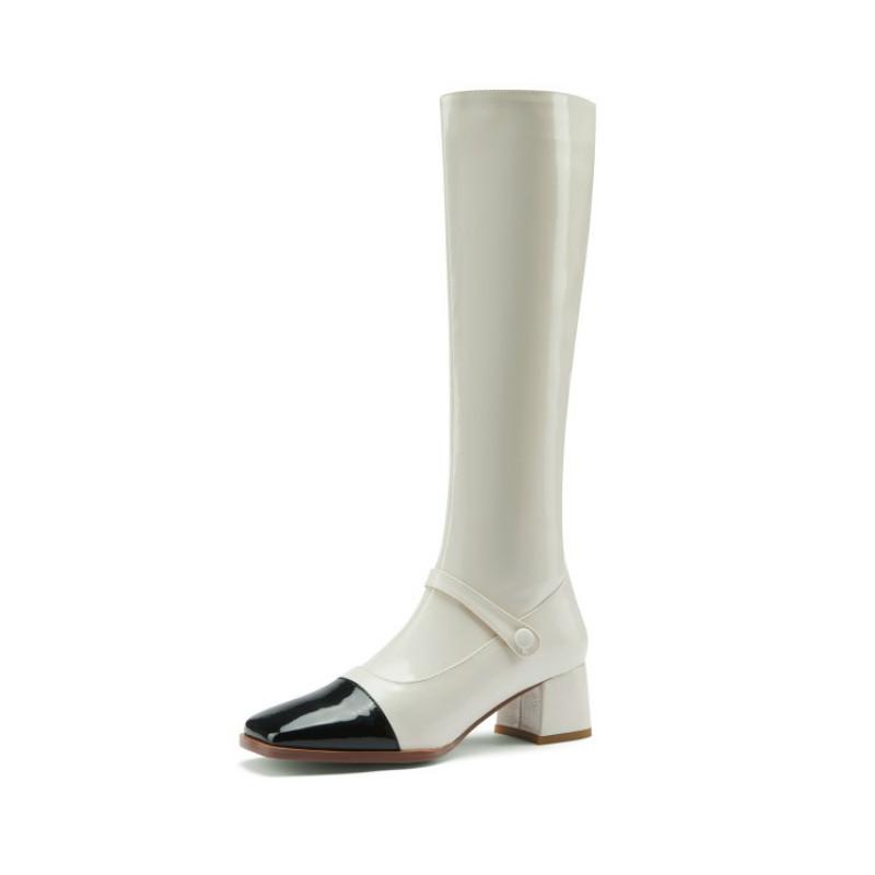 Genuine leather autumn and winter simple fashion slimming square toe color matching thick heel but knee boots women's shoes34-40, Black
Genuine leather autumn and winter simple fashion slimming square toe color matching thick heel but knee boots women's shoes34-40, Black