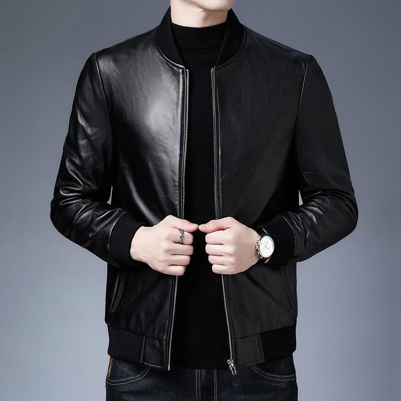 childe qiu dong outfit leather leather men's new high-grade sheep jacket collar middle-aged and young coat, Black
childe qiu dong outfit leather leather men's new high-grade sheep jacket collar middle-aged and young coat, Black