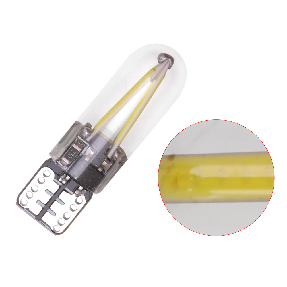T10 W5W Cob Led Light Glass Auto Automobiles Reading Dome Bulb Lamp DRL Filament Car Styling Super Bright White Blue Red 12V