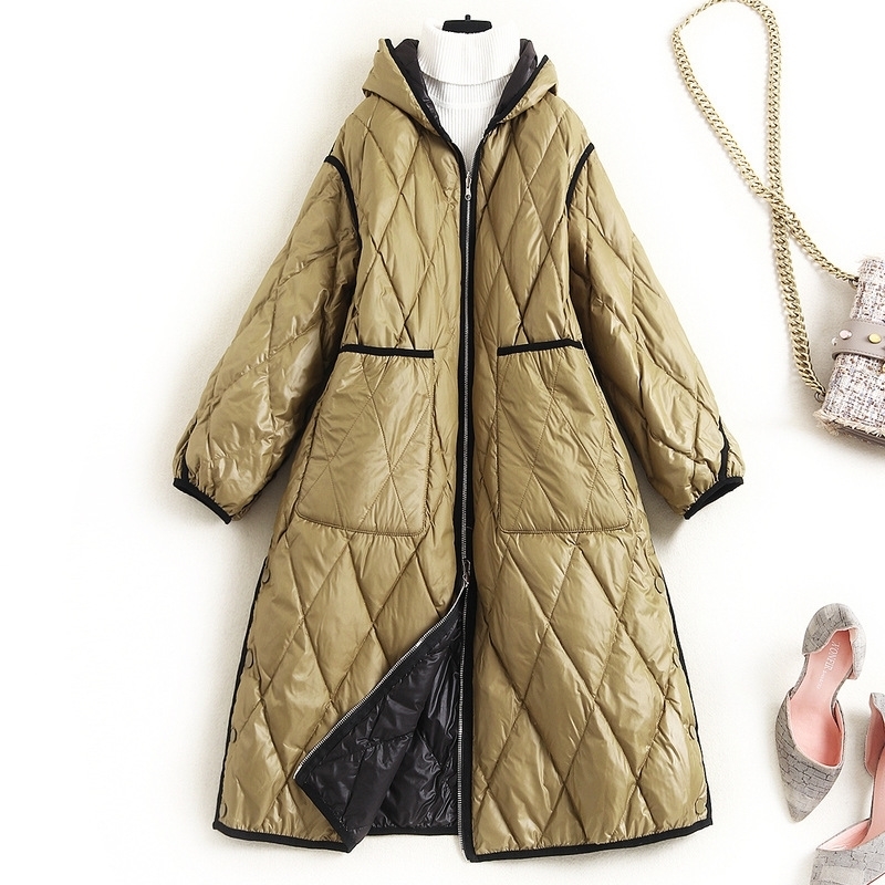 Doublesided Wear Hooded Down Jacket Winter New Warm Long Coat 90% White Duck Down Pockets Winter Coats for Women 201019