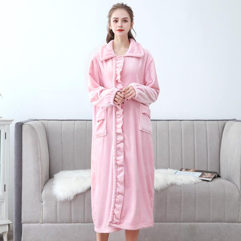 Soft Flannel Kimono Gown Coral Fleece Warm Bathrobe Sleepwear Women Nightdress 2020 Winter New Nightgown Home Clothes Lingerie, Pink 2
Soft Flannel Kimono Gown Coral Fleece Warm Bathrobe Sleepwear Women Nightdress 2020 Winter New Nightgown Home Clothes Lingerie, Pink 2