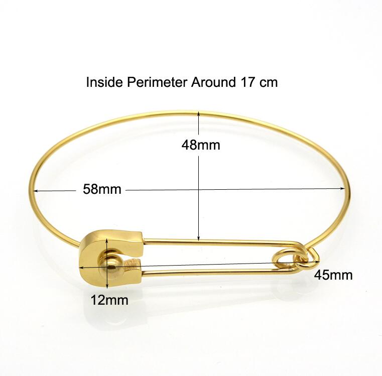 Vintage Bangle Stainless Steel Metal Plain Nautical Pin Wire Bangle Thin Gold Color Bracelet For Birthday Gift GC690