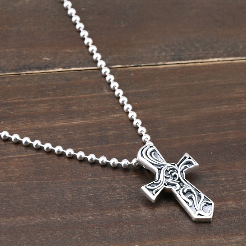 Gothic new 925 sterling silver jewelry antique silver hand-made American designer scroll crosses necklace pendants without chain