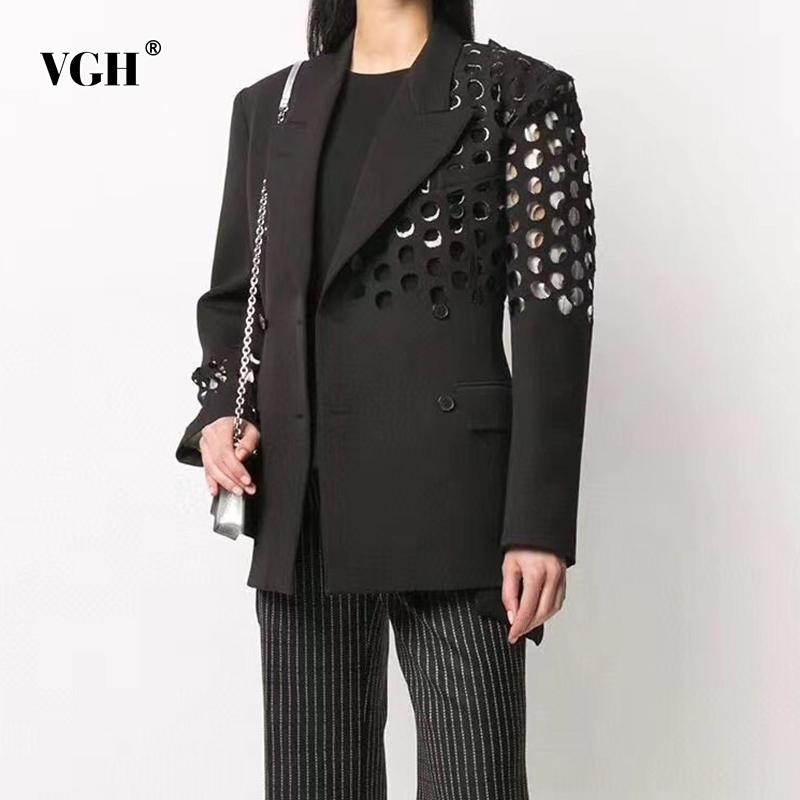 VGH Patchwork Hollow Out Blazer For Women Notched Long Sleeve Casual White Solid Blazers Female Fashion New Clothing 2021 Autumn, Black
VGH Patchwork Hollow Out Blazer For Women Notched Long Sleeve Casual White Solid Blazers Female Fashion New Clothing 2021 Autumn, Black