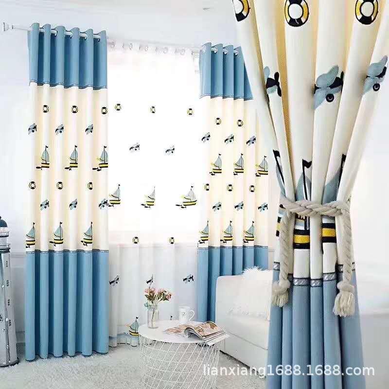 Stitching Blue Blackout Chefney Towel Embroidered Curtains Mediterranean Children Study Smooth Sailing Boat Curtains Custom, Tulle
Stitching Blue Blackout Chefney Towel Embroidered Curtains Mediterranean Children Study Smooth Sailing Boat Curtains Custom, Tulle