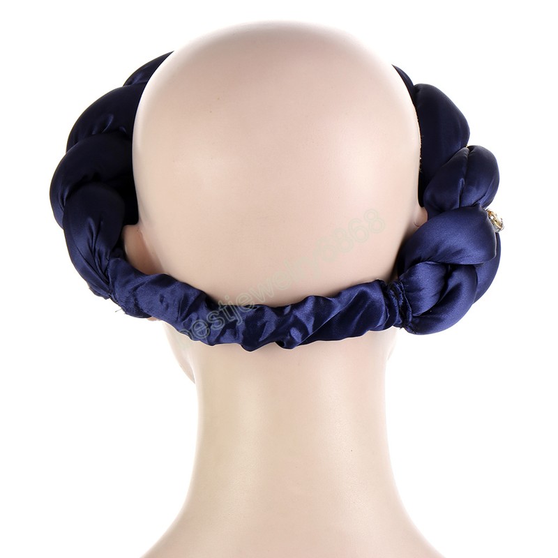 Female Candy Color Rhinestones Thick Braids Headbands African Women Elastic Hair Bands Hair Accessories Nigeria Hair Tie