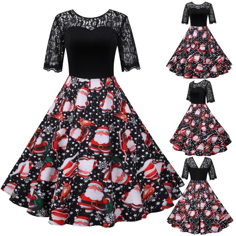 40# Plus Size Christmas Dresses Women Patchwork Short Sleeve Sexy Lace 1950s Vintage Party Dress A-line Big Swing Elegant Dress
40# Plus Size Christmas Dresses Women Patchwork Short Sleeve Sexy Lace 1950s Vintage Party Dress A-line Big Swing Elegant Dress