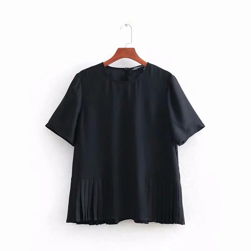 Solid Color Pressed Pleat Splicing Women Shirt Casual Short Sleeves Blouse Summer Fashion Loose Tops Feminina Chemise S5293, As pic
Solid Color Pressed Pleat Splicing Women Shirt Casual Short Sleeves Blouse Summer Fashion Loose Tops Feminina Chemise S5293, As pic