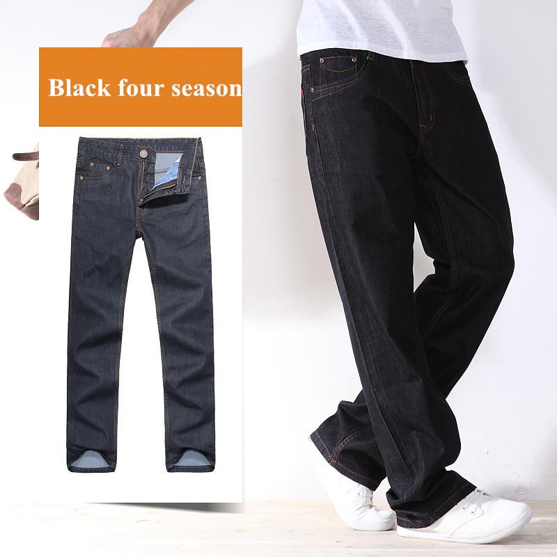 SEAUSLIM Black Baggy Jeans Men 2020 Fashion Men Straight Jean Pant Big Size 48 42 33 34 36 38 Casual Loose Style Jeans Q-GZZL-02