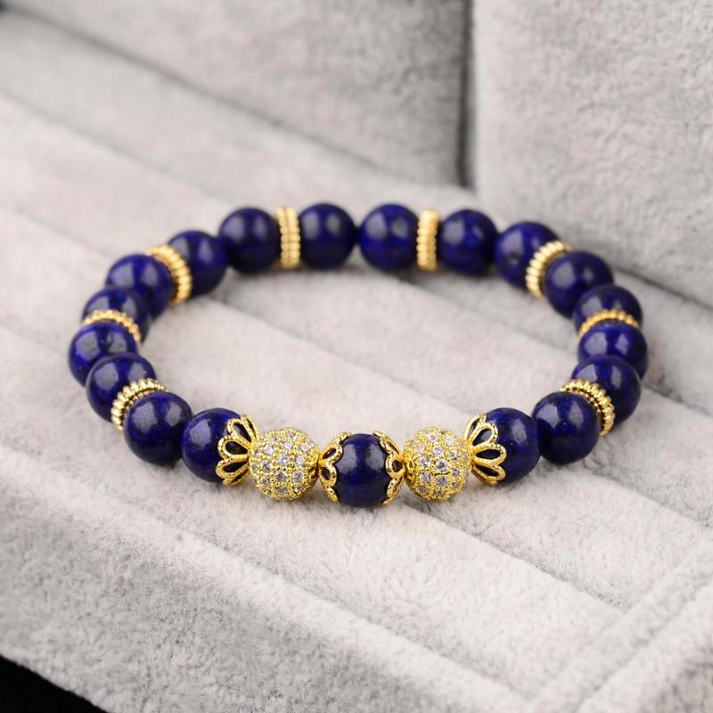 German Fashion Men's Bracelet Natural Stone White And Blue Turquoises Beaded Bracelet Luxury Zircon Matching 2020
German Fashion Men's Bracelet Natural Stone White And Blue Turquoises Beaded Bracelet Luxury Zircon Matching 2020