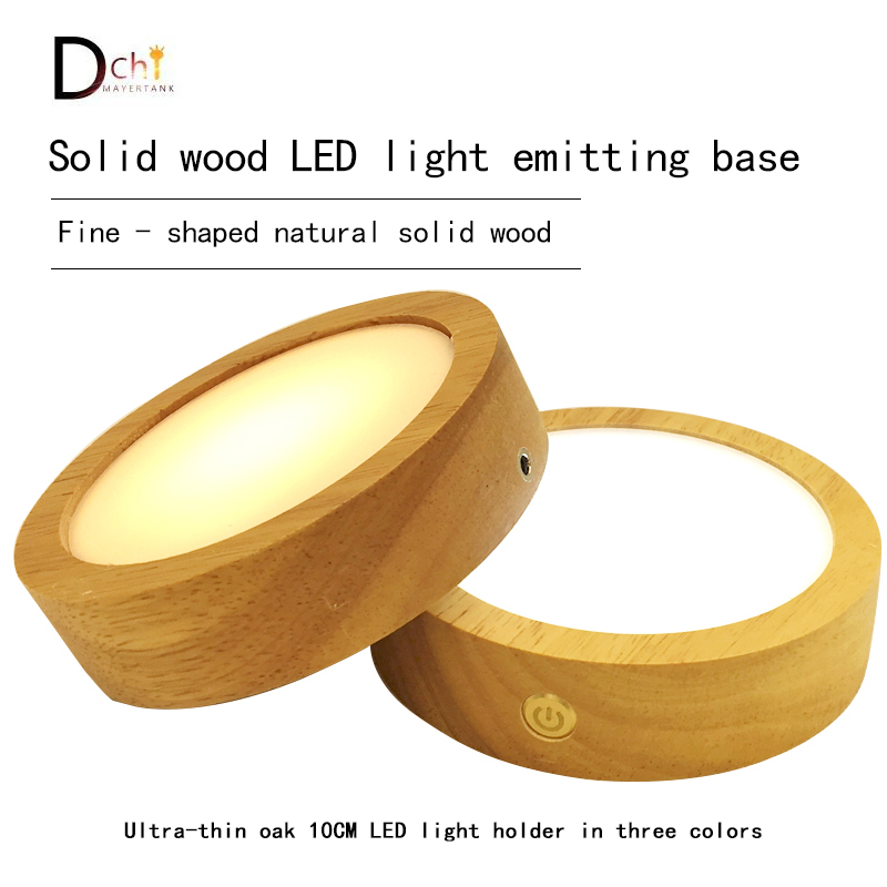 Night light base ultra-thin solid wood cup pad home wealth ultra bright white rechargeable base wire feed