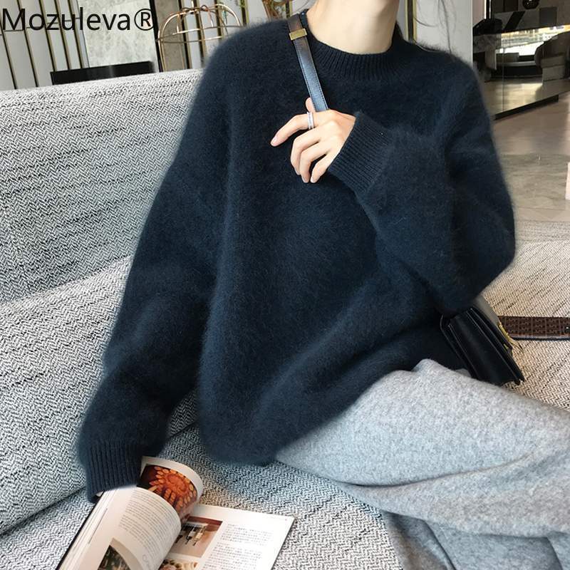 Mozuleva Women Autumn Winter Mink Cashmere Black Loose Sweater Full Sleeve Round Collar Thick Knitted Pullovers Jumpers 201130, Coffee
Mozuleva Women Autumn Winter Mink Cashmere Black Loose Sweater Full Sleeve Round Collar Thick Knitted Pullovers Jumpers 201130, Coffee