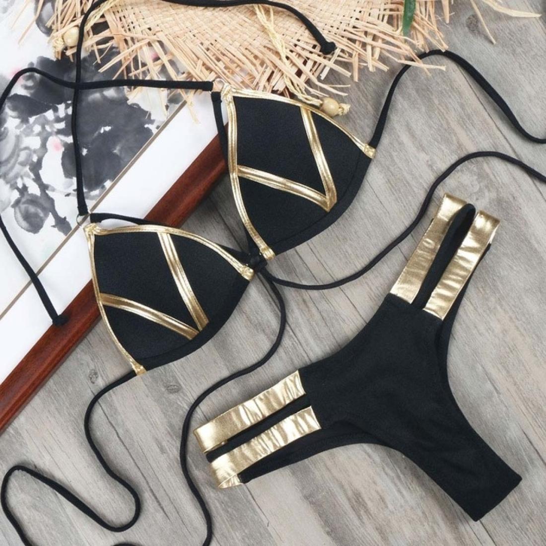 2 PCS Sexy Women Hot Stamping Splice Bandage Bikinis Split Push Up Bathing Suit SizeL
2 PCS Sexy Women Hot Stamping Splice Bandage Bikinis Split Push Up Bathing Suit SizeL