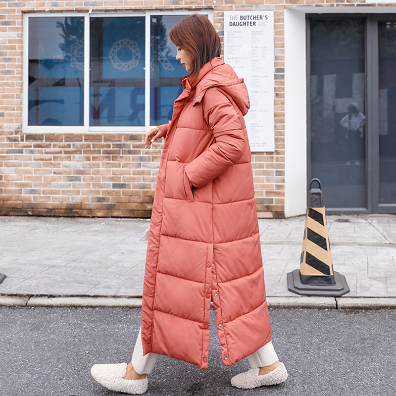Stand Collar Parka Winter Women's Coat Oversize Female Hooded Long Down Cotton Jacket Ladies Autumn New Fashion 201110