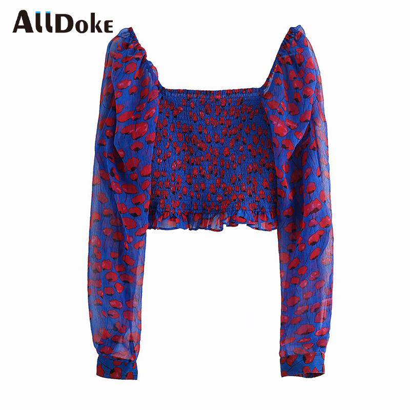 ALLDOKE vintage floral print crop blouse women summer square collar long sleeve chiffon tops shirt ladies blouses blusas mujer, Blue
ALLDOKE vintage floral print crop blouse women summer square collar long sleeve chiffon tops shirt ladies blouses blusas mujer, Blue