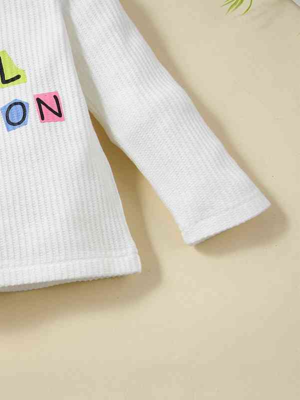 Baby Letter Graphic Bow Tee & Flare Leg Jeans SHE