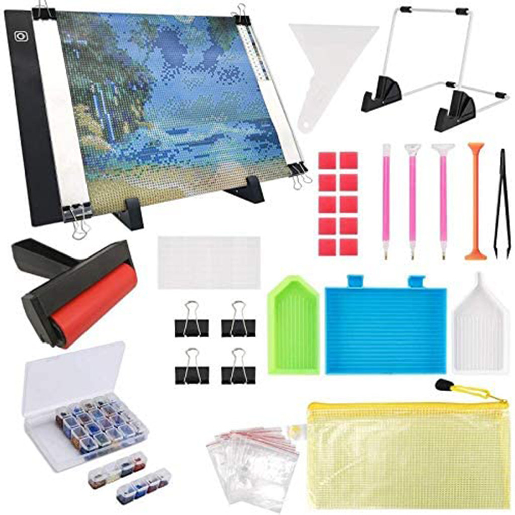 133PCS 5D Diamond Painting Tools A4 LED Light Pad Kit,DIY Dimmable Light Brightness Board Roller and Embroidery Box FD 201112
133PCS 5D Diamond Painting Tools A4 LED Light Pad Kit,DIY Dimmable Light Brightness Board Roller and Embroidery Box FD 201112