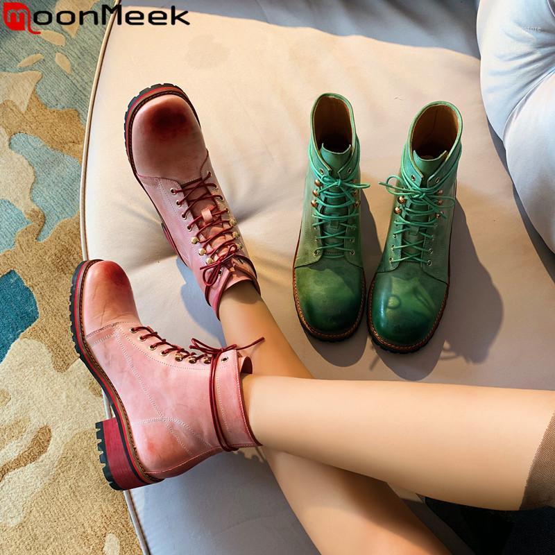 MoonMeek fashion new ankle boots for women round toe lace up genuine leather boots square heels autumn winter motorcycles1, Green
MoonMeek fashion new ankle boots for women round toe lace up genuine leather boots square heels autumn winter motorcycles1, Green