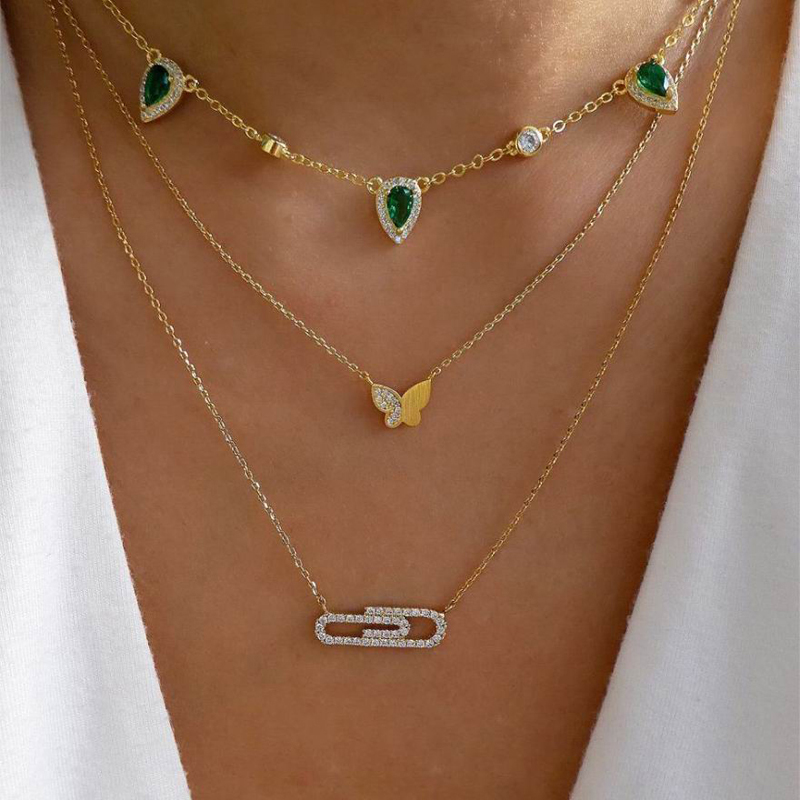 Rose Gold Color Party Women red tear cz Pendant Necklace Fashion Female Choker Necklaces Jewelry Simple Ladies Jewelry Christmas Gifts