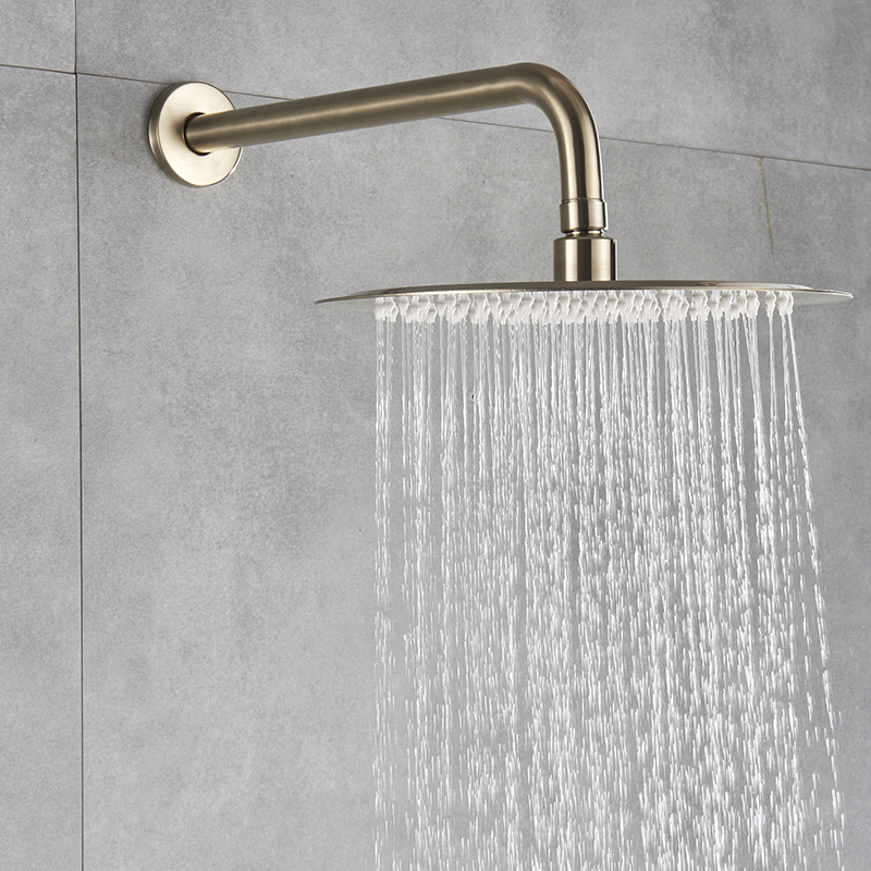 Luxurious Brushed Gold Mixer Rotate Tub Spout Wall Mount Rainfall Head Hand Shower Faucet 1011