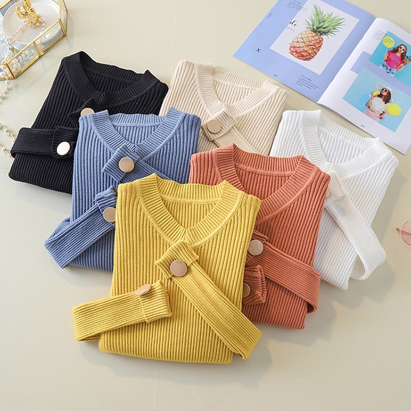 Sweaters For Women Fall Winter V neck Knitted Bottoming Shirt Warm Pullover Fashion Sweater Women Clothes Long Sleeve Top 201221