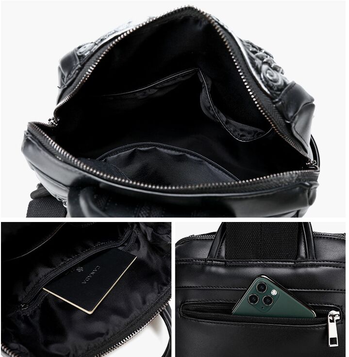 women men Backpack bags 3D Embossed Pug Dog mochila Originality Girls Cool Schoolbag rivet personality Laptop computer bag