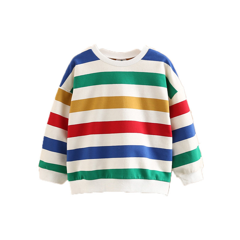 Spring Autumn Fashion 2 3 4 6 7 8 9 10 11 12 Years Children Cotton Colorful Stripe Sweatshirts For Kids Baby Girls 220309