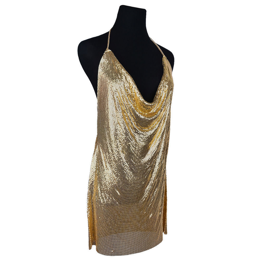 Three Colors Body Chain Dress Sequins Body Chain Bra Harness Chainmail Charm Female Party/Club Body Jewelry T200508