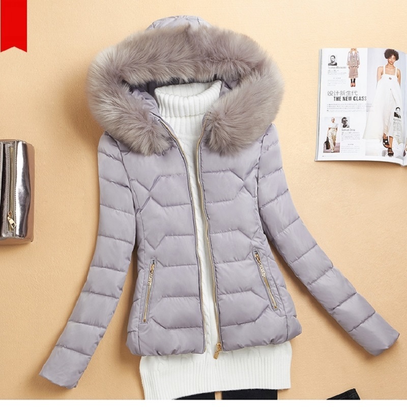 Winter short women's jacket new large fur collar slim thick padded jacket to keep warm and thin women's winter jacket