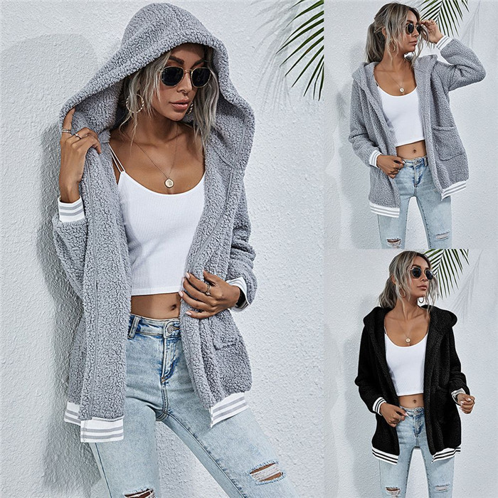 Fleece Hooded Coats Womens Designer Long Sleeve Thick Solid Color Jackets Autumn Winter Casual Women Outerwear Clothing, Black
Fleece Hooded Coats Womens Designer Long Sleeve Thick Solid Color Jackets Autumn Winter Casual Women Outerwear Clothing, Black