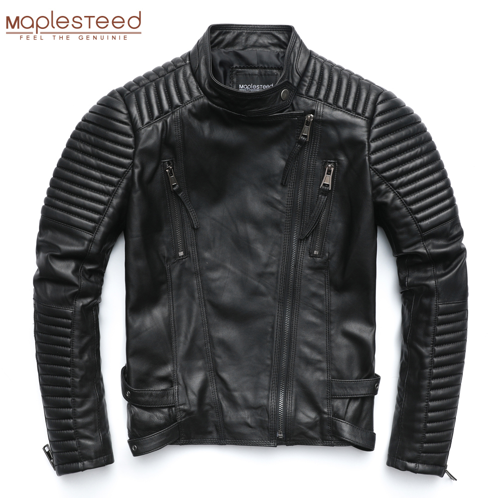 MAPLESTEED Genuine Leather Jacket Women Leather Jacket Sheepskin Black Soft Slim Fit Punk Bomber Female Leather Coat Autumn M049 201028